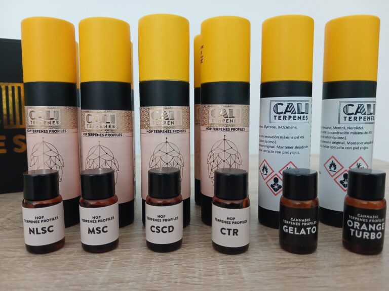 Muestras de perfiles de terpenos de lúpulo para la elaboración de bebidas bajas o sin alcohol.