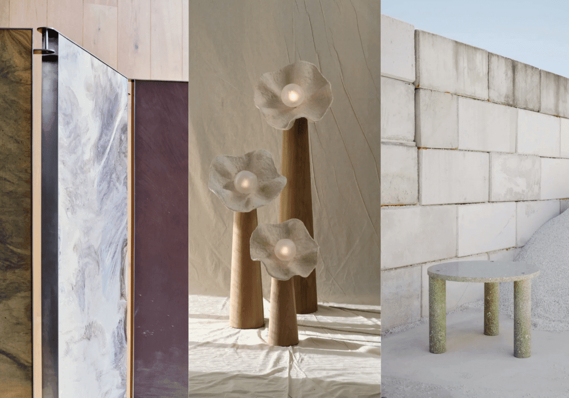 Diseñadores australianos crean muebles y lámparas con materiales de desecho.