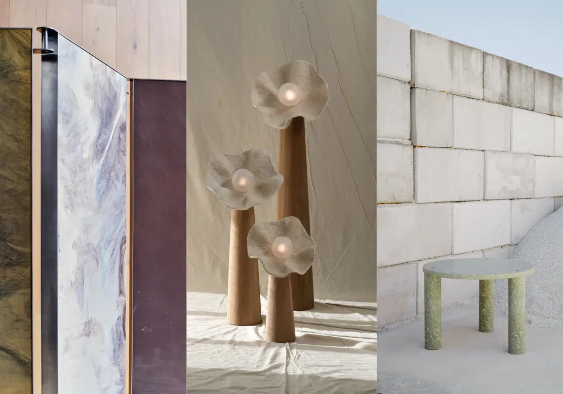 Diseñadores australianos crean muebles y lámparas con materiales de desecho.