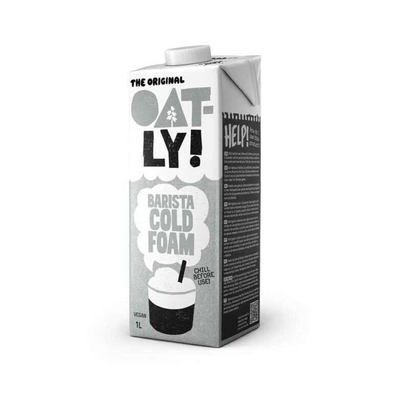 Llega Oatly cold foam. Espuma vegana para cafés fríos.
